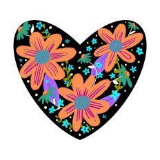 Black Heart with Flowers Print and Cut SVG File