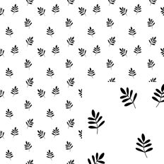 White Black Branches Leaves Seamless Pattern