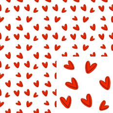 Black outlined Red hearts Pattern