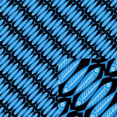 Black Background Sardines Seamless Pattern