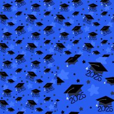Blue Graduation Class of 2025 Seamless Pattern