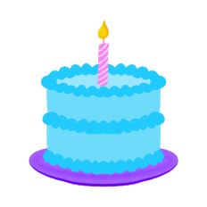 Hand Drawn Blue Birthday Cake SVG Print and Cut