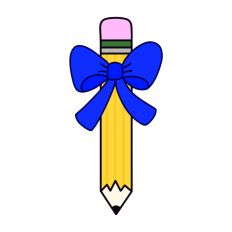 Yellow Pencil with a Blue Bow Print and Cut