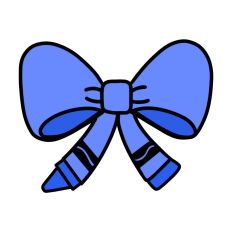 Blue Crayon Bow Hand Drawn Design