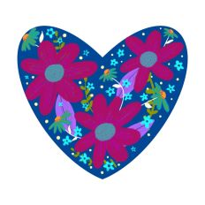 Jewel Tone Heart and Flowers SVG Print and Cut File