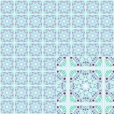 Shades of Blue Hand Drawn Tile Pattern SVG Printable
