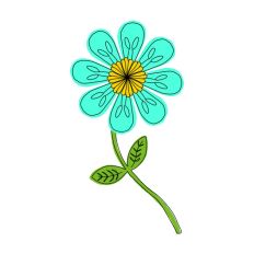 Bright Aqua Hand Drawn Print and Cut SVG Flower