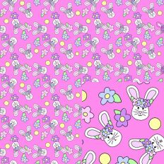 Rabbit Face with Flower Crown Easter Bright Pink Seamless Patter