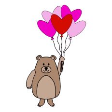Bear holding Balloons Print and Cut SVG