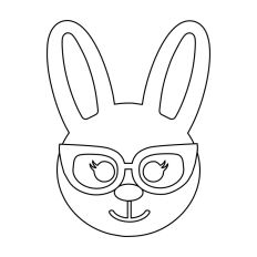 Bunny Face with Glasses Coloring Page