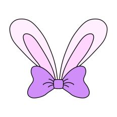 Hand Drawn Easter Bunny Ears with a Bow Print and Cut