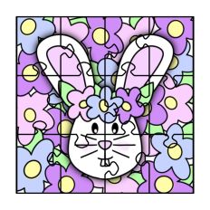 Easter Bunny Face and Flowers 12 piece Print and Cut Puzzle