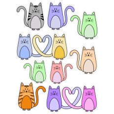 Colorful Cartoon Cat Hand Drawn Stickers