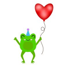 Celebrating Frog Birthday Party Hat Balloon Print and Cut SVG