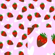 White Hearts Chocolate Covered Strawberries SVG Pattern