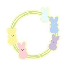 Circles Frame Kawaii Bunnies Easter Frame Layered Cut File