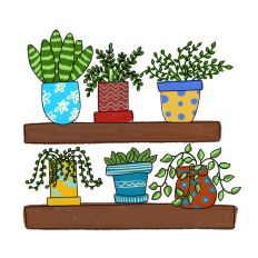 Hand Drawn Colorful Potted Plants SVG Print and Cut