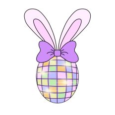 Disco Easter Egg Bunny Ears SVG Print and Cut