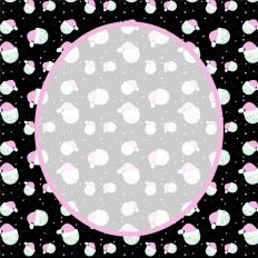Santa Hat Disco Ball Pattern SQUARE Invitation Template-Black
