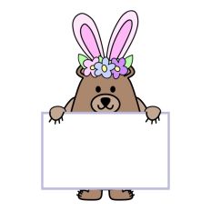 Easter Bunny Bear SVG Note Card Label Print and Cut