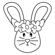 Spring Bunny with Flower Crown Coloring Page