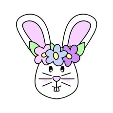 Easter Bunny Face with Flowers headband SVG Print and Cut