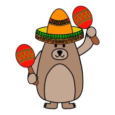 Fiesta Bear with Sombrero and Maracas SVG Bear Print and Cut