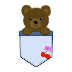 Fluffy Bear Peeking Out of a Pocket Print and Cut SVG
