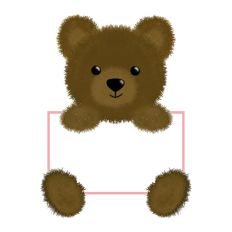 Fluffy Bear holding a Blank Sign SVG Print and Cut