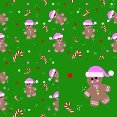 Gingerbread and Candy Canes Pattern-Green