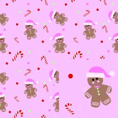Gingerbread and Candy Canes Pattern-Pink