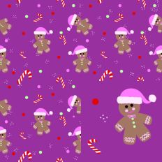 Gingerbread and Candy Canes Pattern-Purple