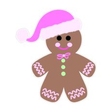 Gingerbread Man in Pink Santa Hat