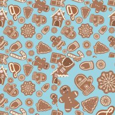 Hand Drawn Gingerbread Pattern-Light Blue