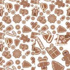 Hand Drawn Gingerbread Pattern-White