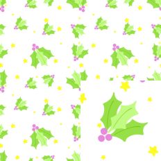 Green and Pink Holly-White