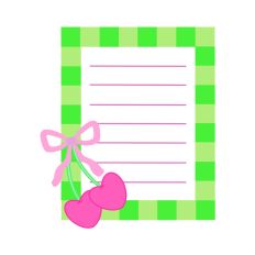 Lime Green Lined Frame Pink Cherries SVG Print and Cut