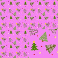 Hand Drawn Christmas Tree Medley on Pink Pattern