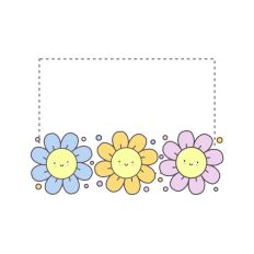 Kawaii Lined Flower Border SVG Print and Cut Notecard