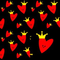Happy Queen of Hearts Black Seamless SVG Design