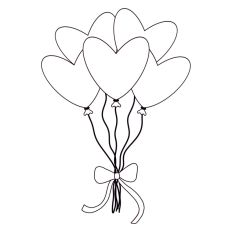Bunch of Heart Balloons Coloring Page Valentine SVG