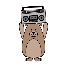Brown Bear with Boom Box Print and Cut SVG