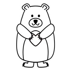 Heart Bear Valentine's Day Coloring Page SVG