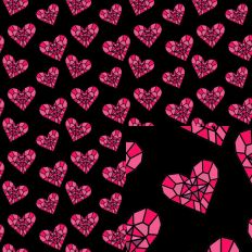 Shades of Pink Heart Shaped Gem Stone Black pattern SVG