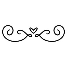 Swirly Heart Flourish Hand Drawn Print and Cut