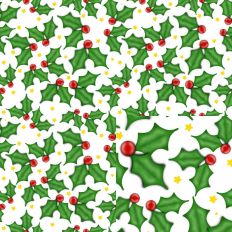 Christmas Holly and Scattered Stars Pattern