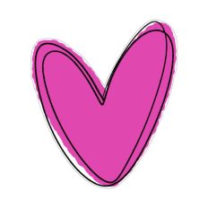 Hot Pink Black outline Heart Doodle