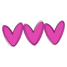 Hot Pink Hand Drawn Heart Print and Cut Border SVG