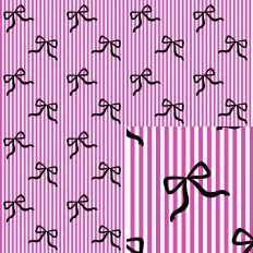Hot Pink and White Stripes Black Bows Pattern