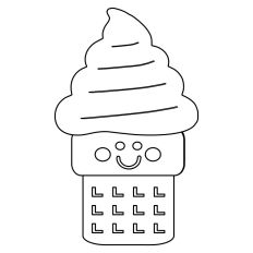Happy Ice Cream Cone Coloring Page